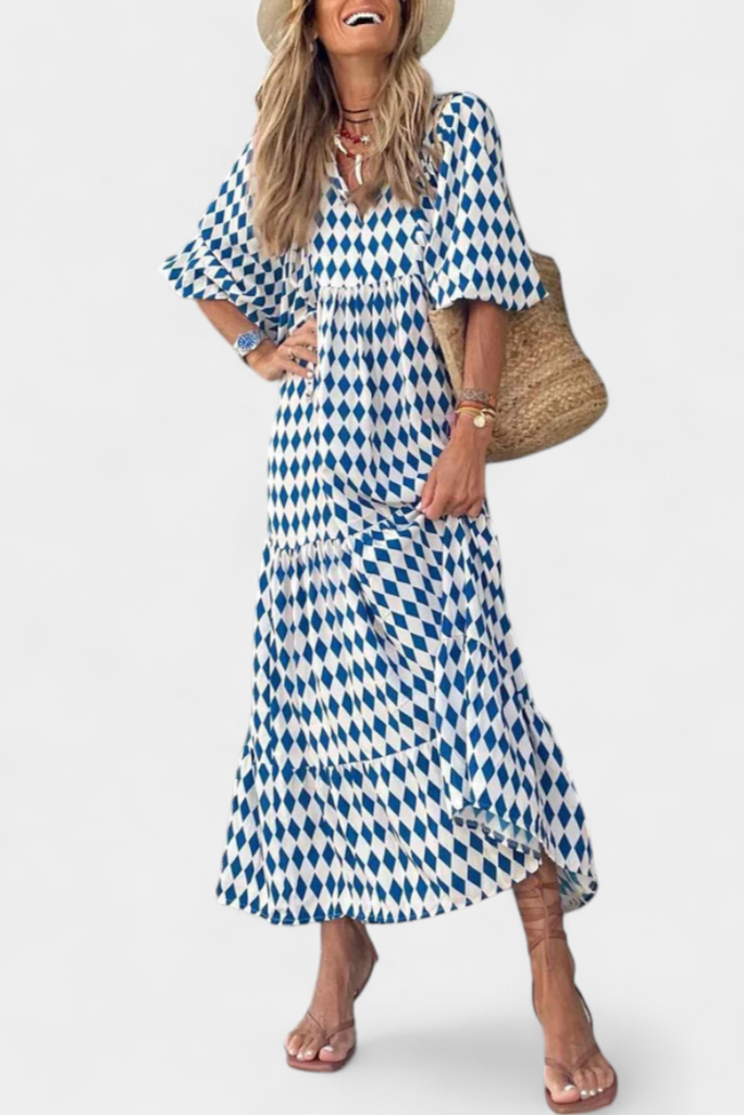 Aroa Vestido Boho con Estampado Artístico y Silueta Fluida