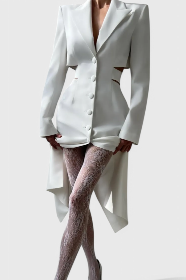 Bernice Vestido Blazer Midi con Corte y Espalda Descubierta