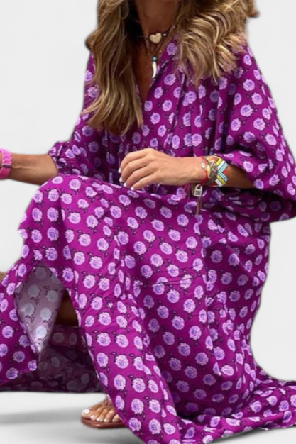 Aroa Vestido Boho con Estampado Artístico y Silueta Fluida