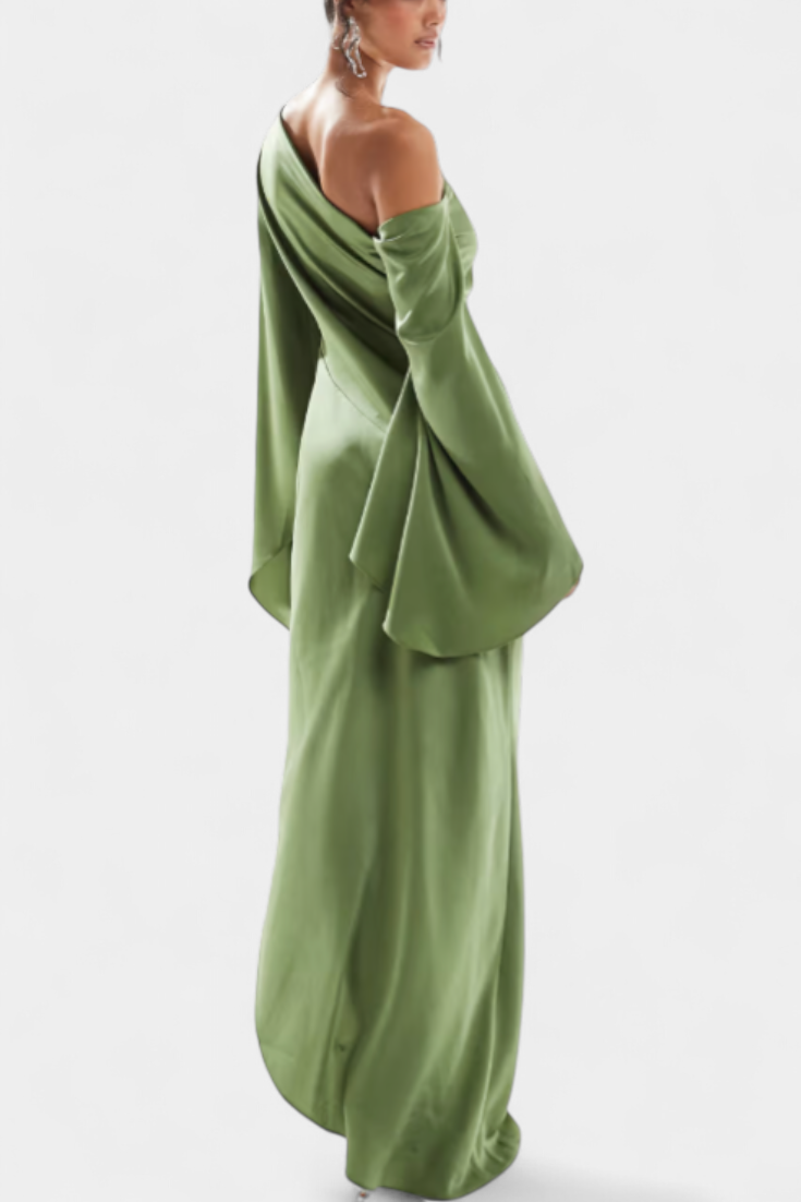 Keisha Vestido Maxi Asimétrico de Un Hombro con Cintura Esculpida