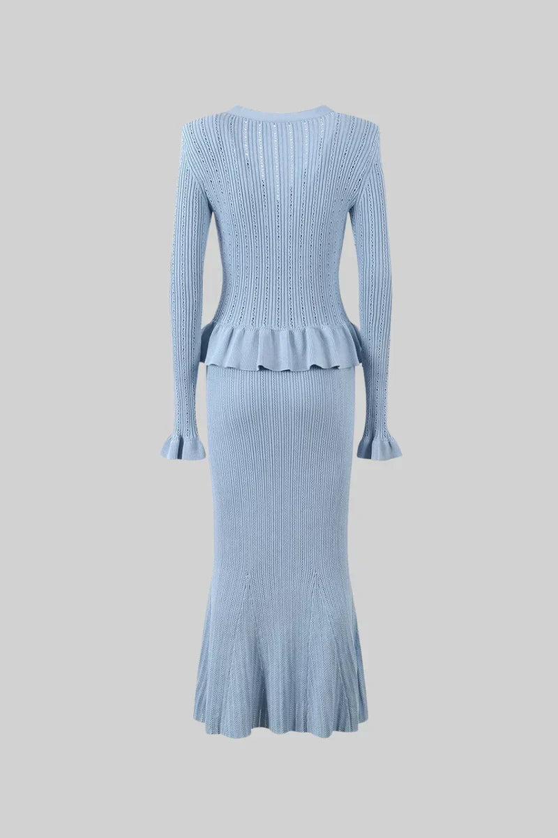 Prudence Conjunto de Vestido Midi de Punto Refinado y Top con Botones