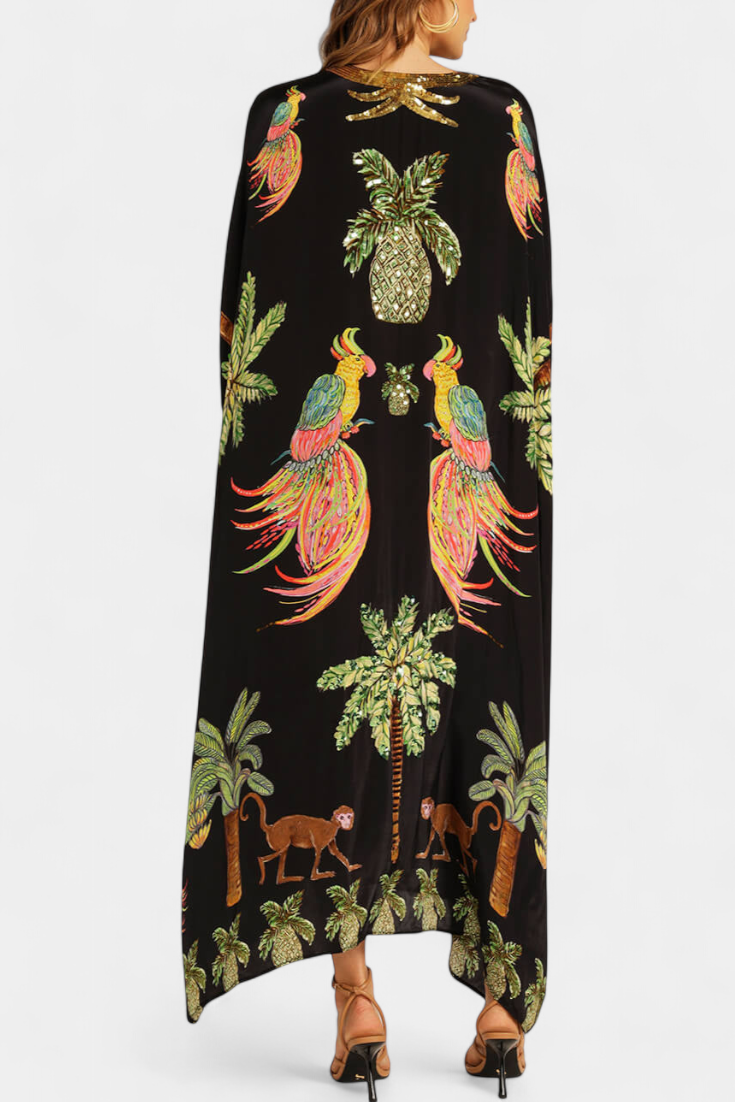 Evangeline Vestido Estampado con Hombros Caídos