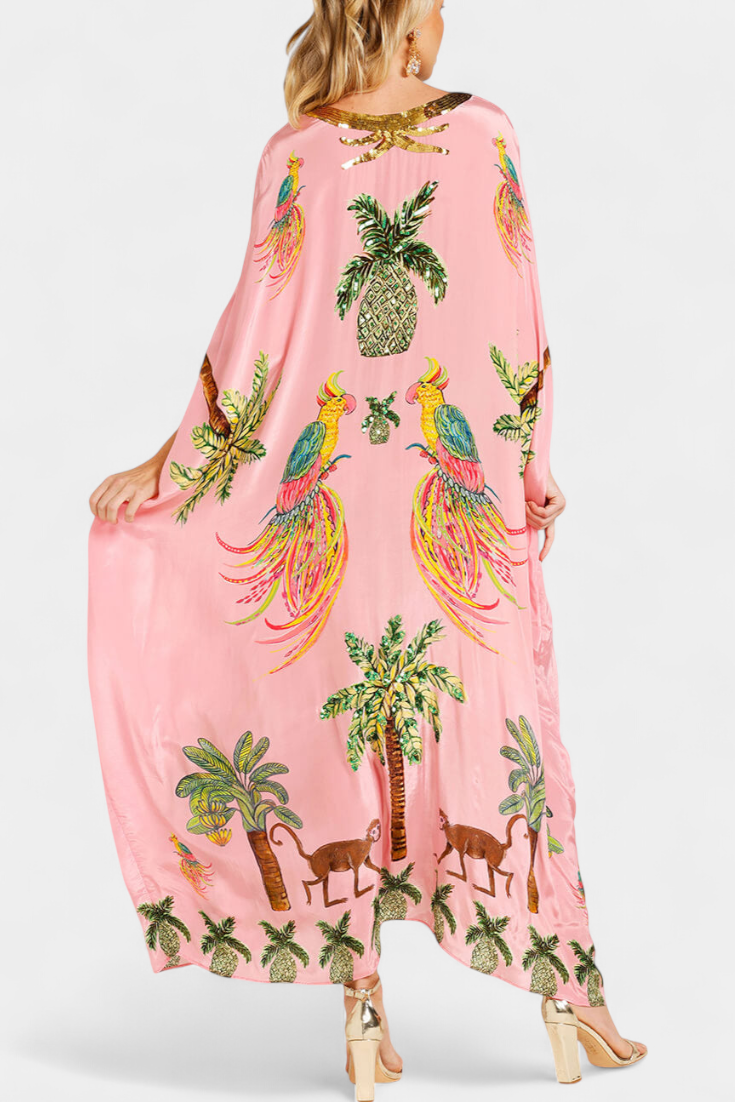 Evangeline Vestido Estampado con Hombros Caídos