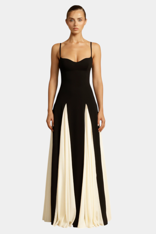 Catalina Vestido Maxi Bicolor de Tirantes Finos