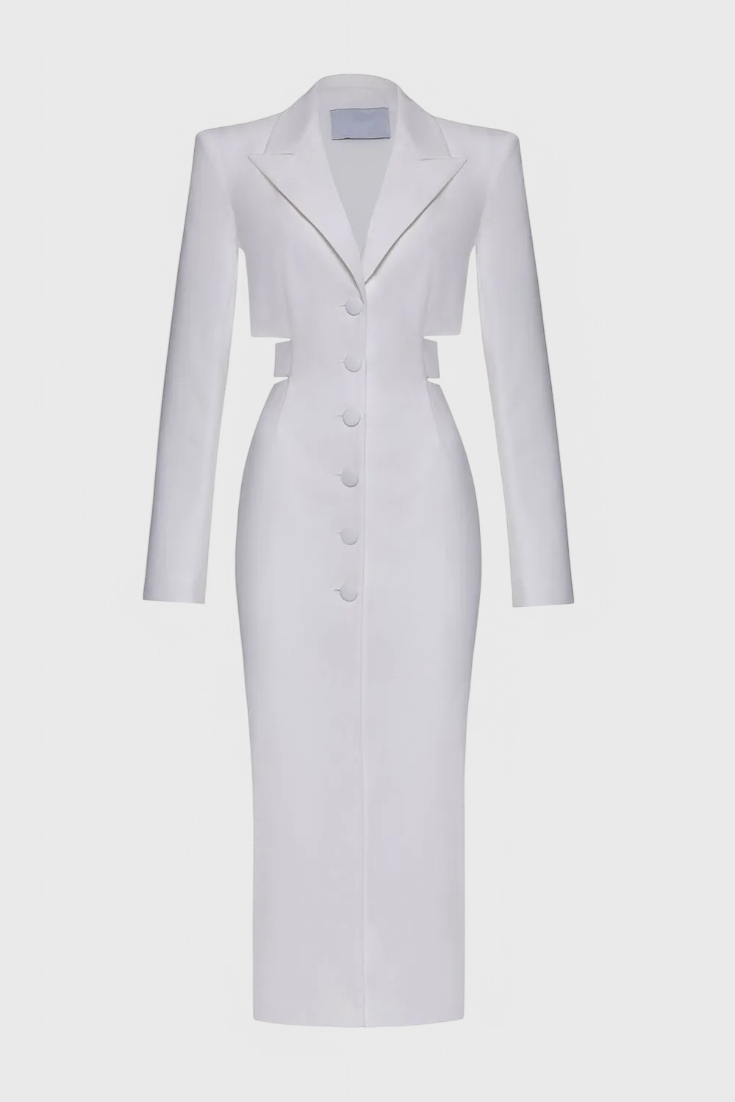 Bernice Vestido Blazer Midi con Corte y Espalda Descubierta