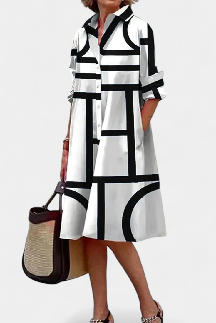 Larissa Vestido en Algodón con Estampado Geométrico