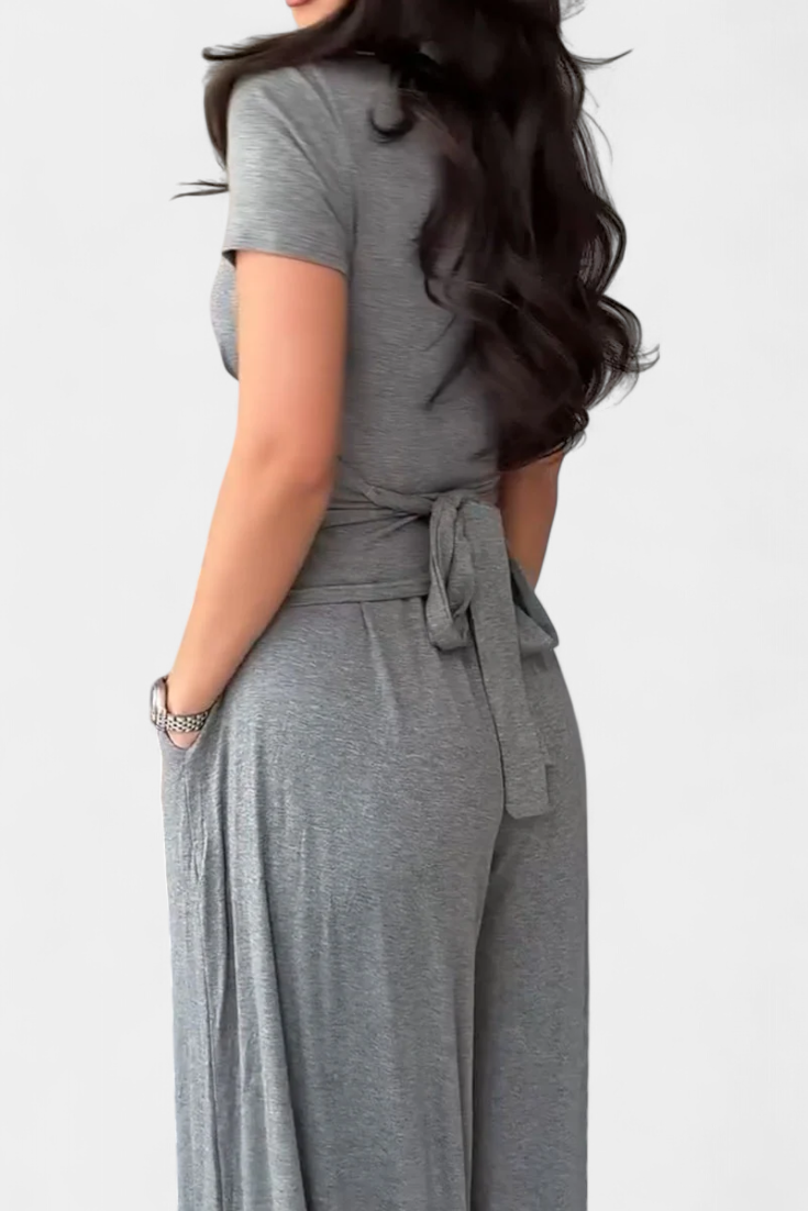 Ruslana Conjunto Cómodo de Dos Piezas con Escote en V Cruzado