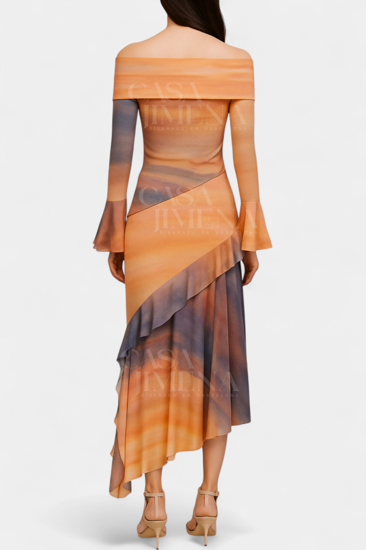 Saia Agente comprida assimétrica com estampado Tie-Dye