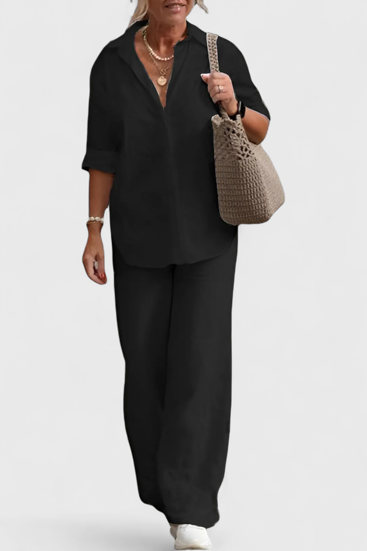 Skye Conjunto de Dos Piezas en Lino y Algodón con Silueta Relajada