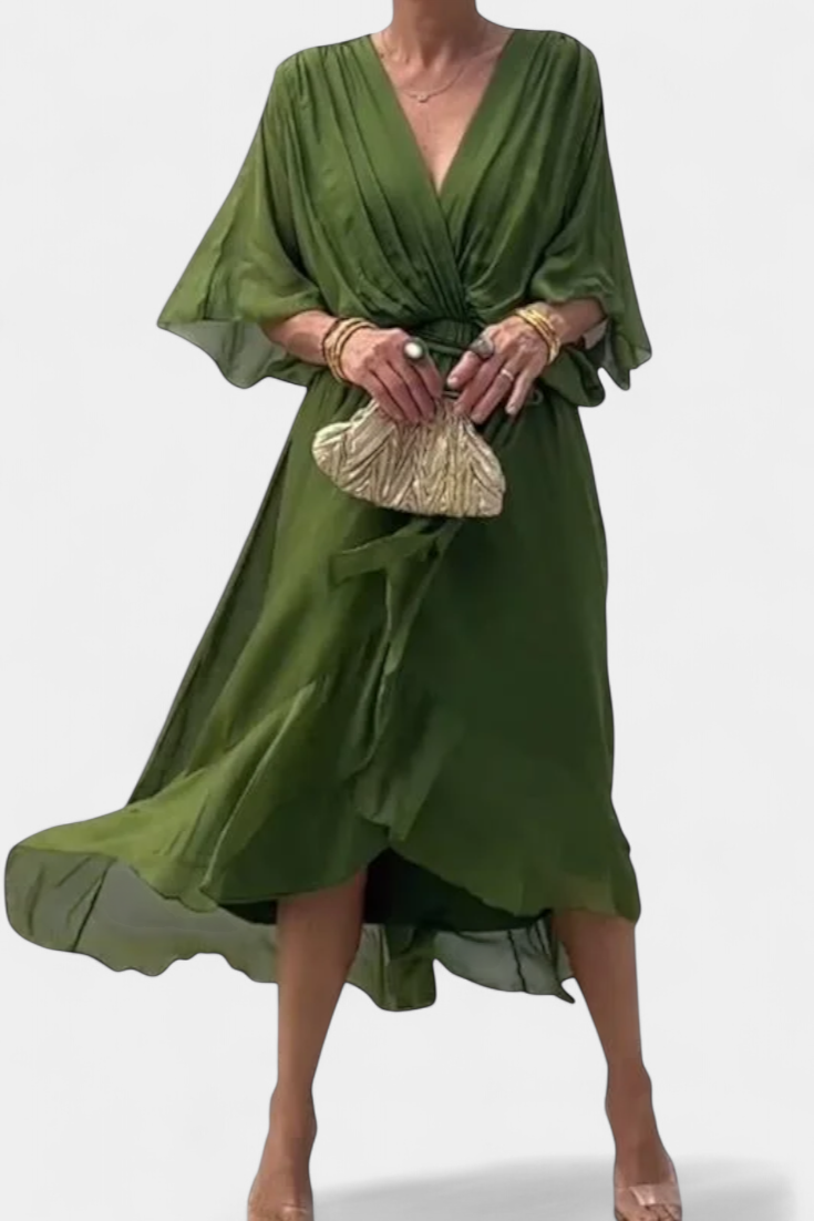 Luisa Vestido Largo con Escote en V y Corte Flowy