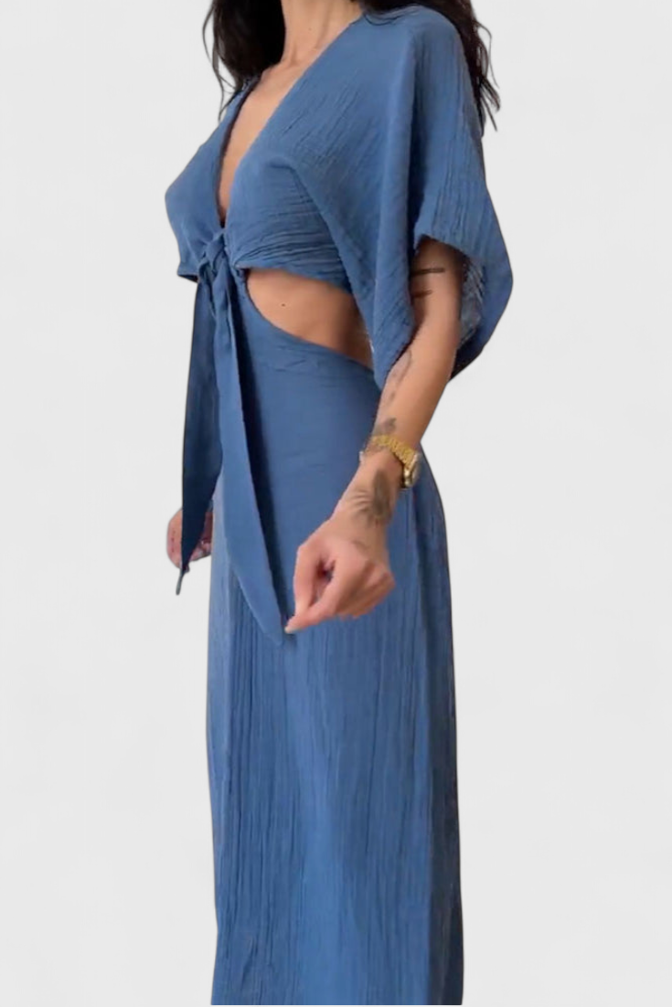 Myra Vestido Fluido con Lazo Frontal y Cut-Outs