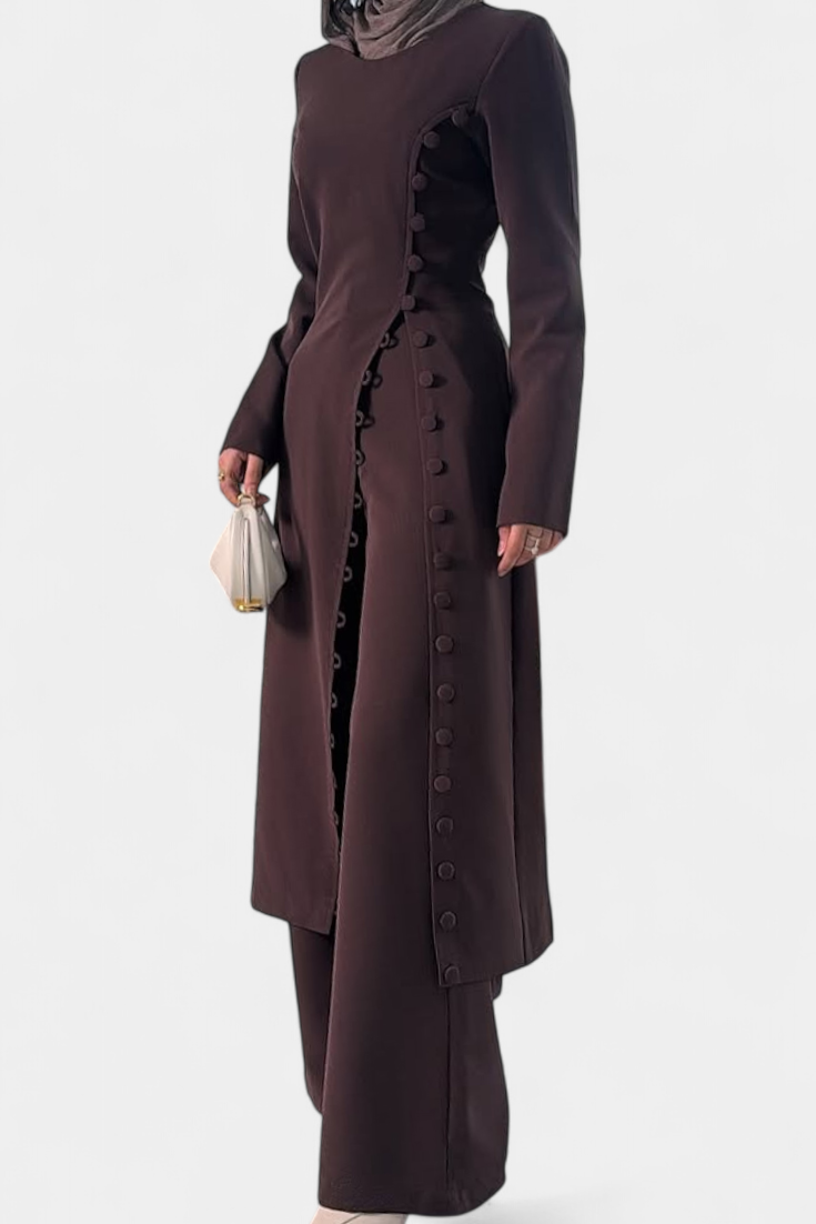 Melissa Conjunto Casual Suave de Blusa con Botones y Pantalones Largos