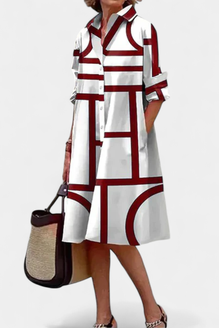 Larissa Vestido en Algodón con Estampado Geométrico