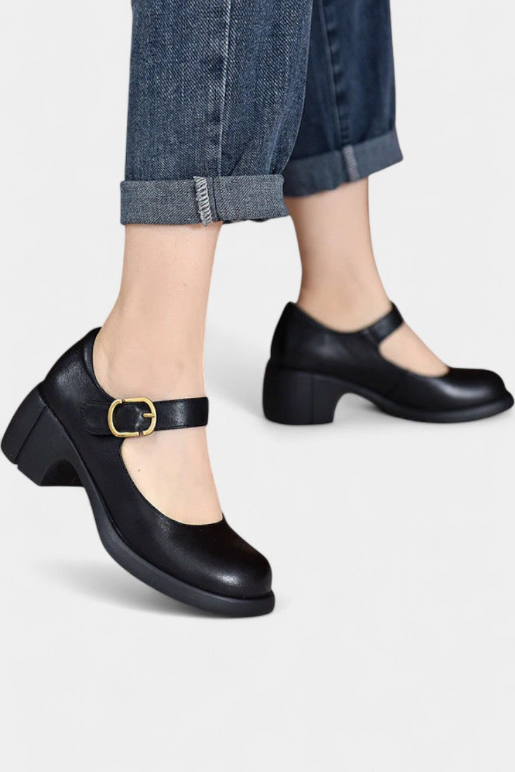 Agnes Zapatos Mary Janes de Cuero