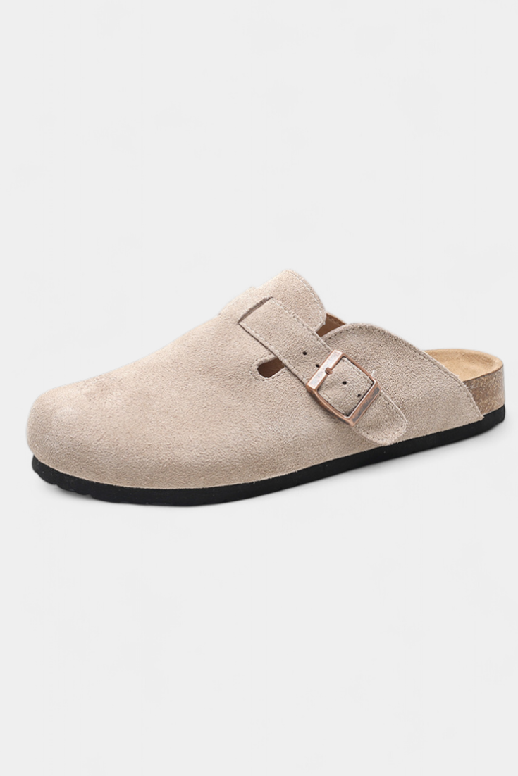 Aubree Zuecos Unisex de Gamuza con Hebilla Ajustable