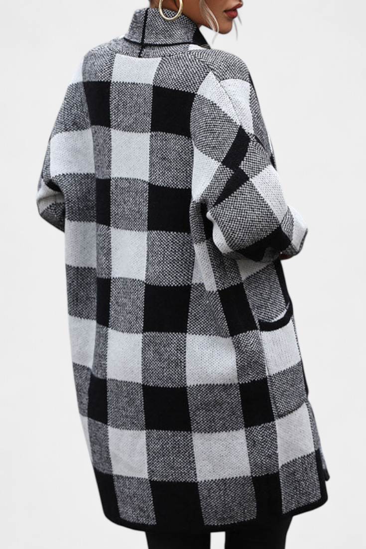 Lovella Cárdigan Casual a Cuadros con Bolsillos