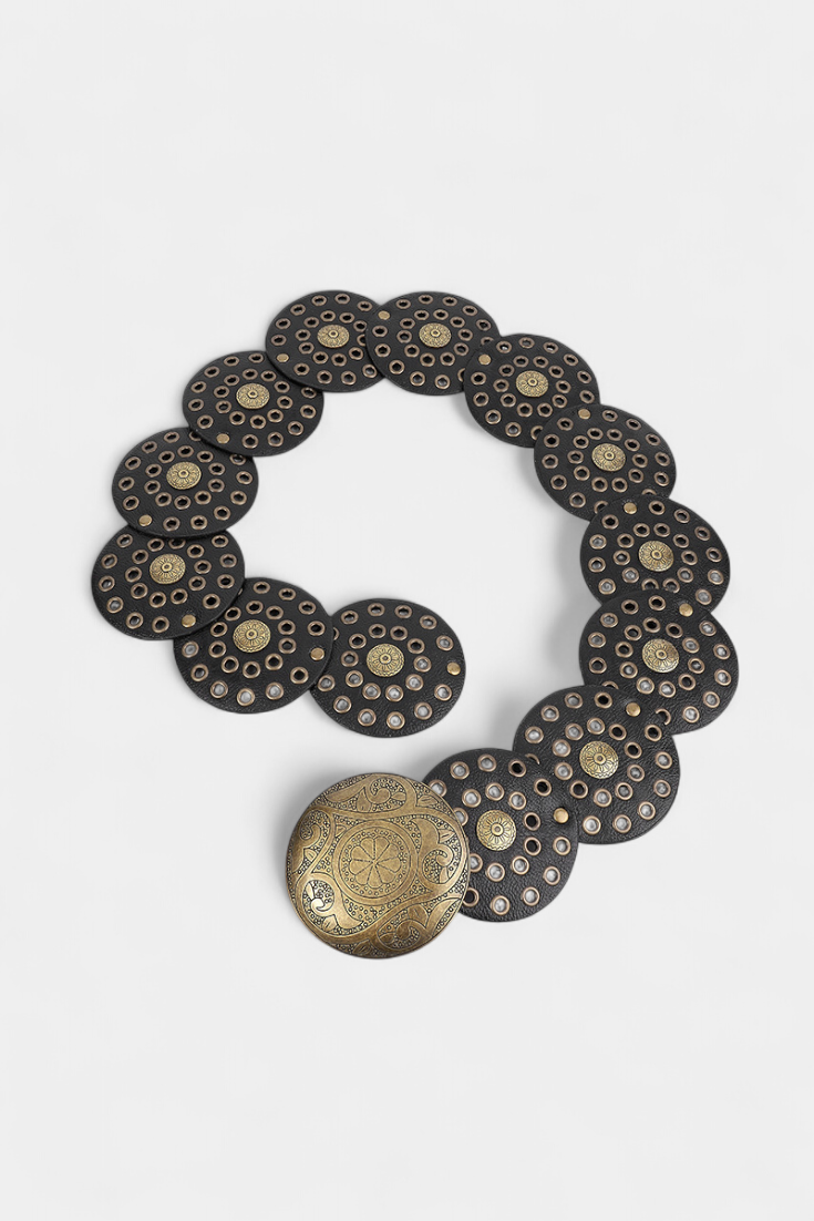 Alicia Cinturón Cowboy Vintage con Hebilla Circular Decorativa