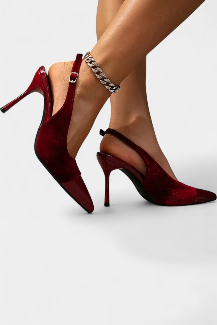 Candice Tacones Stiletto de Terciopelo con Patchwork