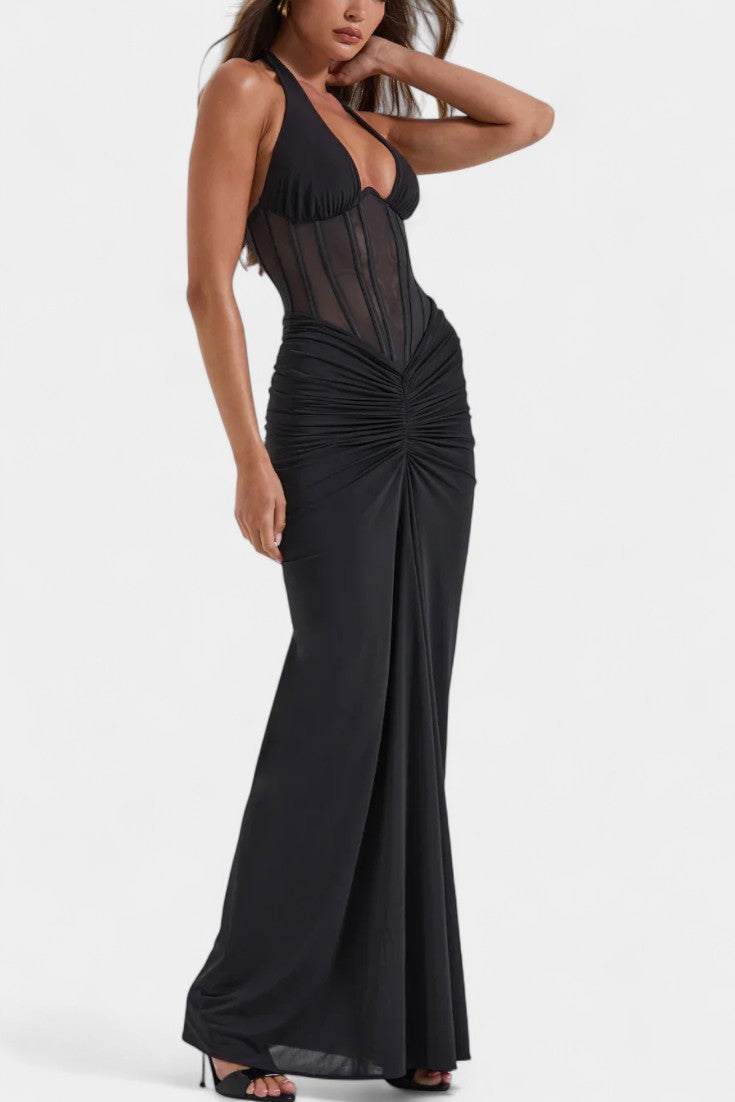 Angelina Vestido Corset con Falda Maxi Fruncida