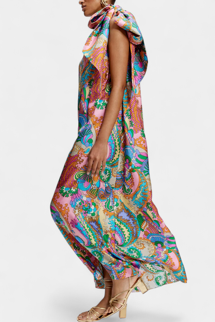 Ginette Vestido Maxi con Estampado Arcoíris