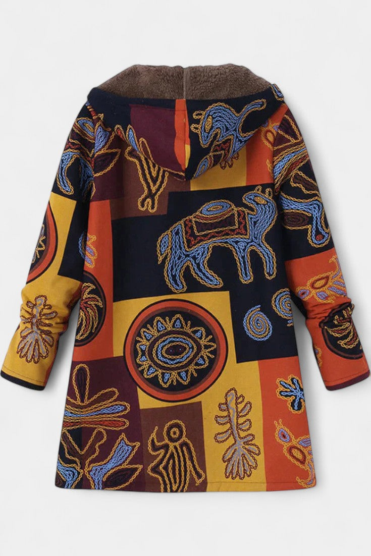 April Abrigo Floral de Invierno con Capucha