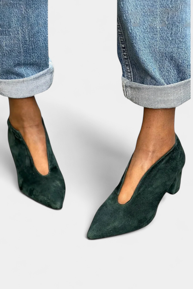 Hazel Tacones Gruesos en Verde Oscuro