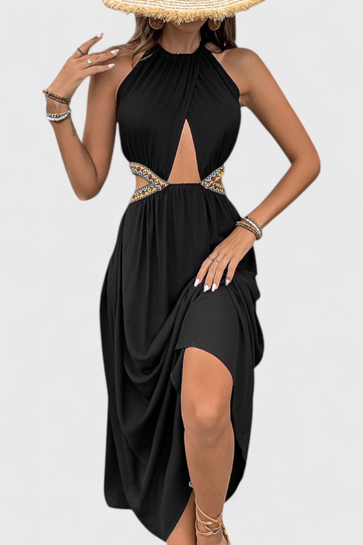 Sorina Vestido Midi Halter con Cortes