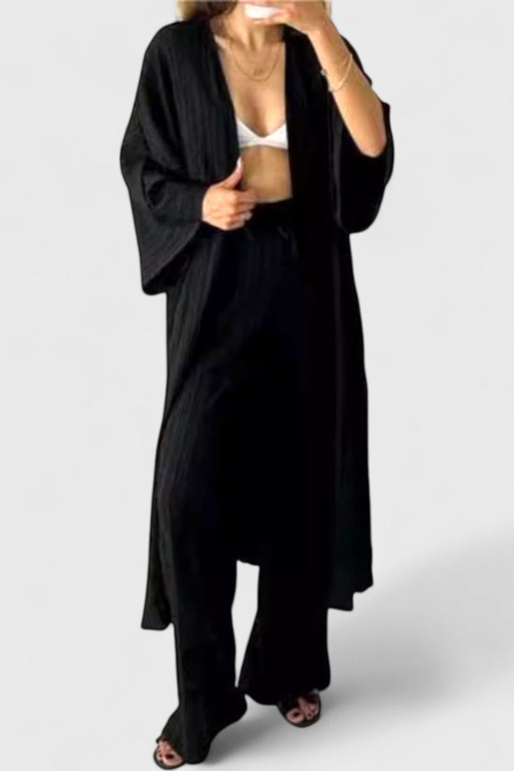 Caspian Conjunto Relajado de Dos Piezas con Kimono Largo