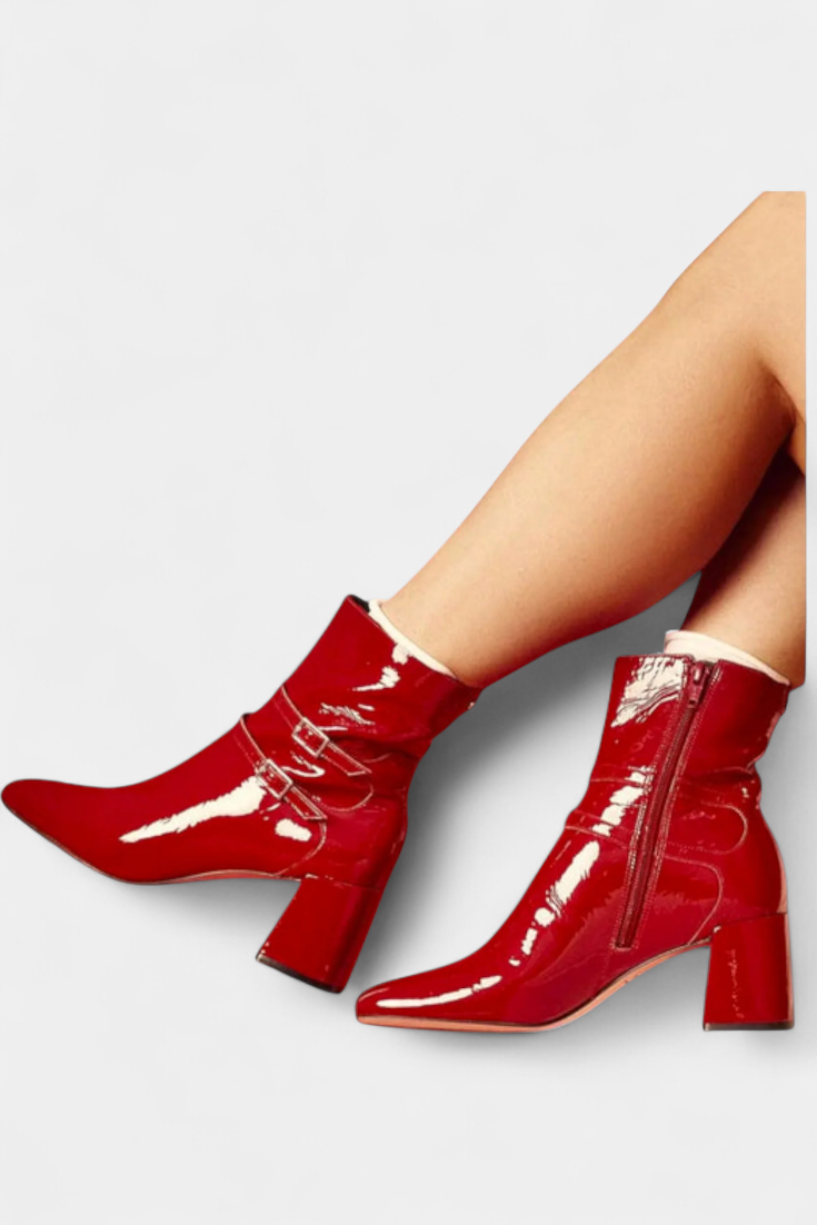 Vivi Botas Rojas con Tacón Grueso