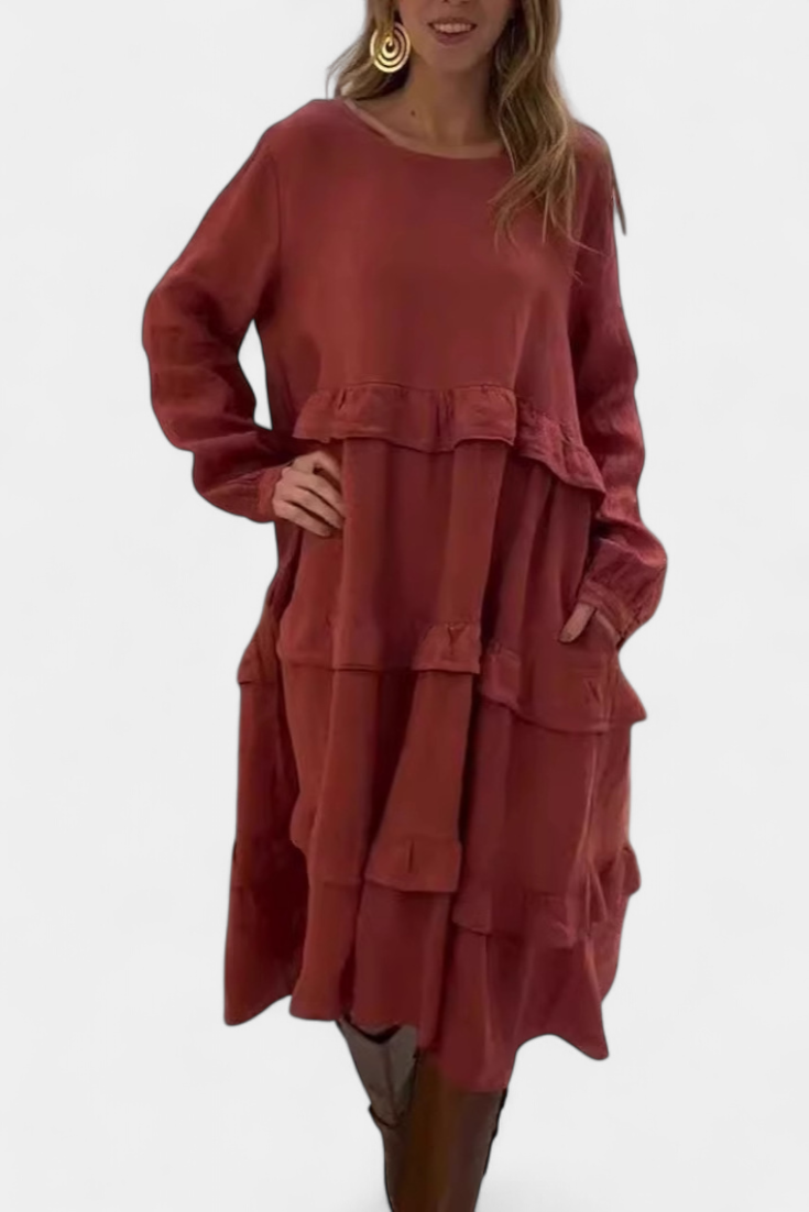 Jada Vestido Sudadera con Volantes y Silueta Casual-Chic