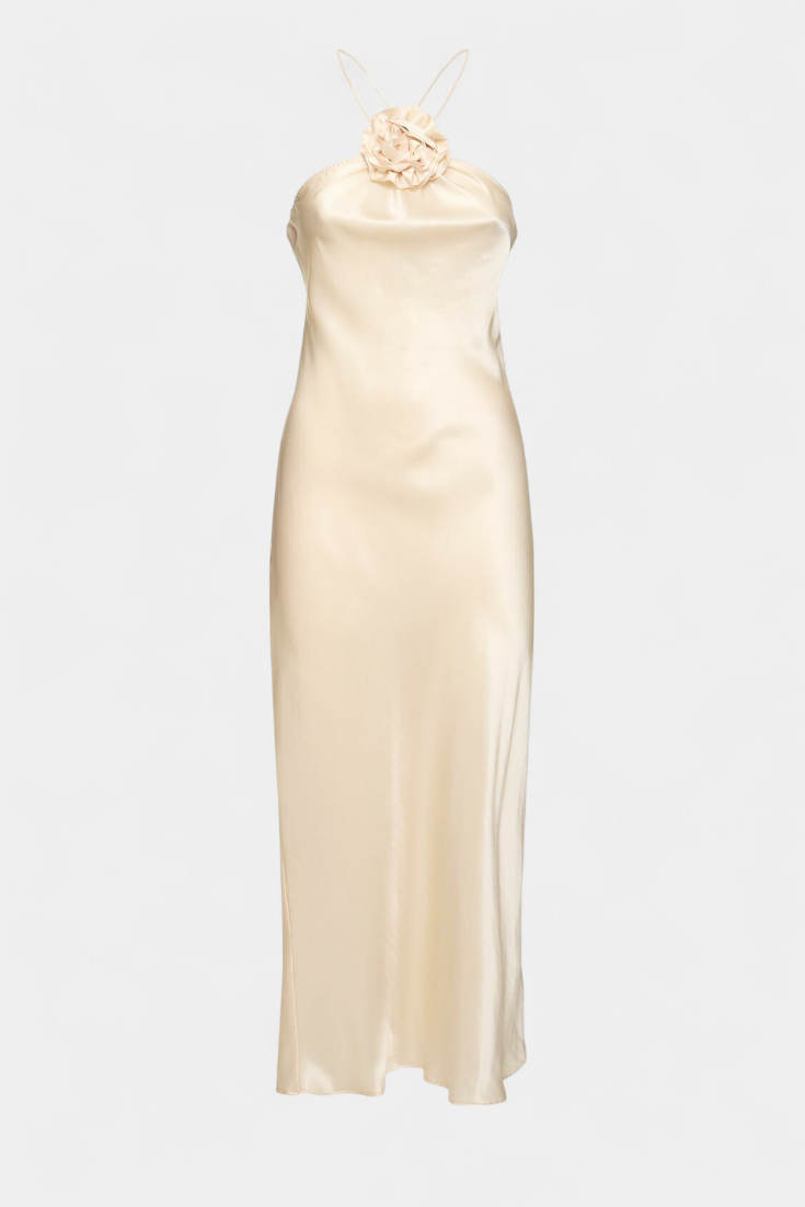 Elvera Vestido Midi Halter con Rosetas