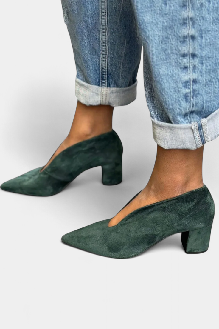 Hazel Tacones Gruesos en Verde Oscuro