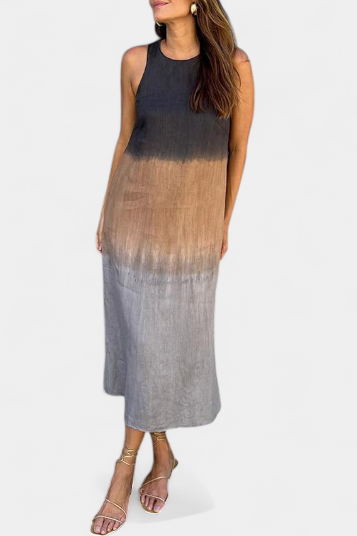 Taerra Vestido Sin Mangas con Estilo Tie-Dye en Degradé