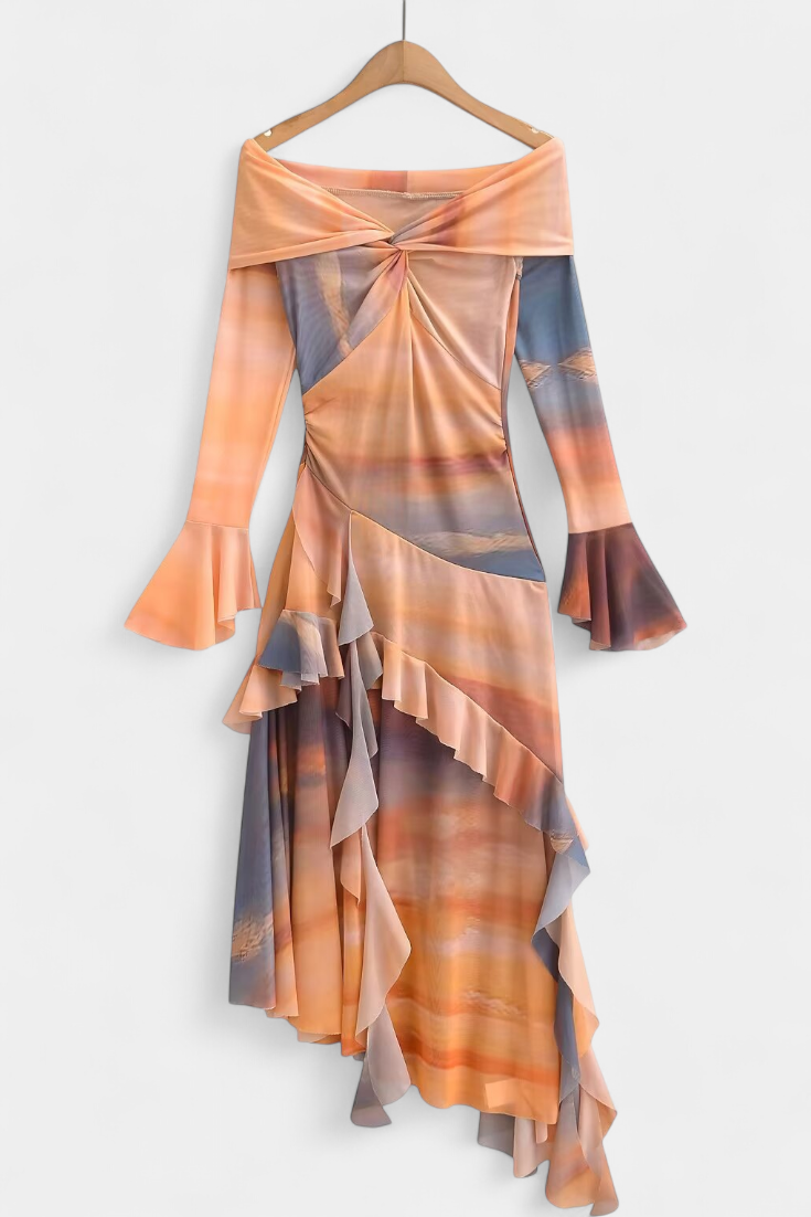 Saia Agente comprida assimétrica com estampado Tie-Dye