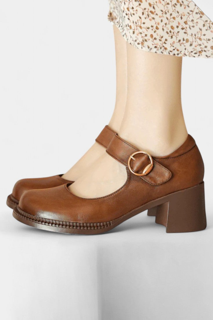 Agnes Zapatos Mary Janes de Cuero