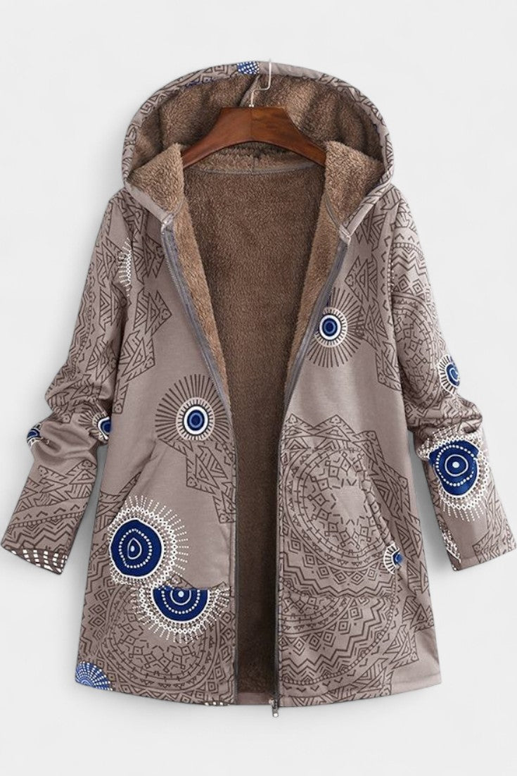 April Abrigo Floral de Invierno con Capucha