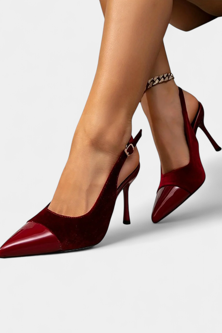 Candice Tacones Stiletto de Terciopelo con Patchwork