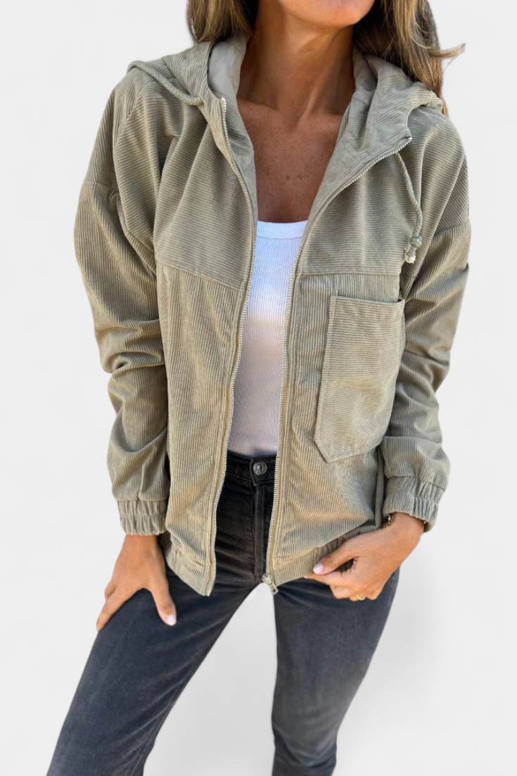 Lorca Chaqueta de Corduroy con Capucha y Cremallera