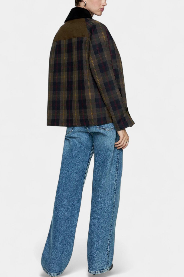 Ausra Chaqueta de Corte Recto con Estampado de Cuadros