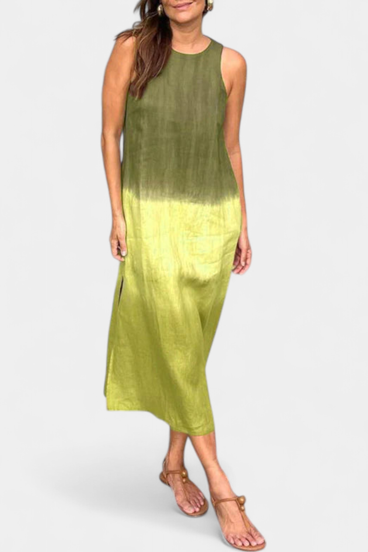 Taerra Vestido Sin Mangas con Estilo Tie-Dye en Degradé