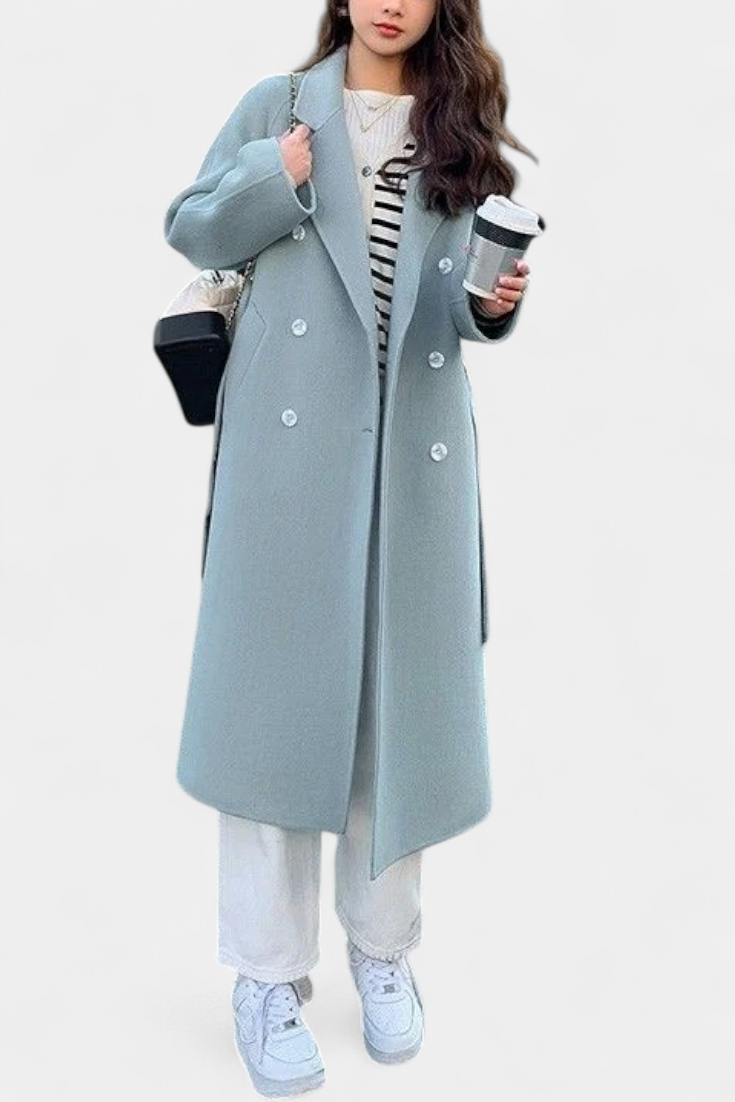 Nadiana Trench Largo con Diseño Atemporal