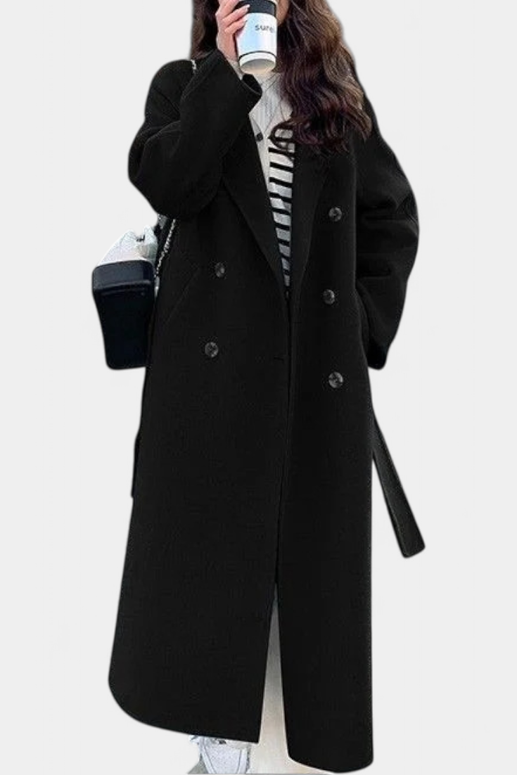 Nadiana Trench Largo con Diseño Atemporal