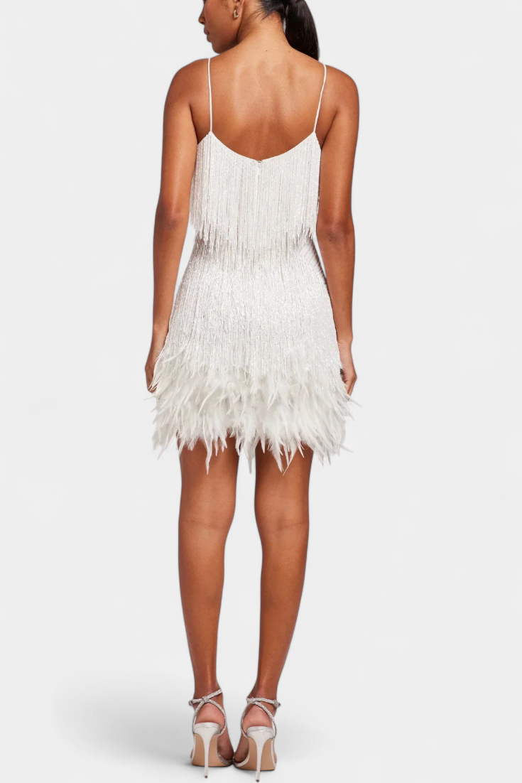 Sheril Mini Vestido de Plumas