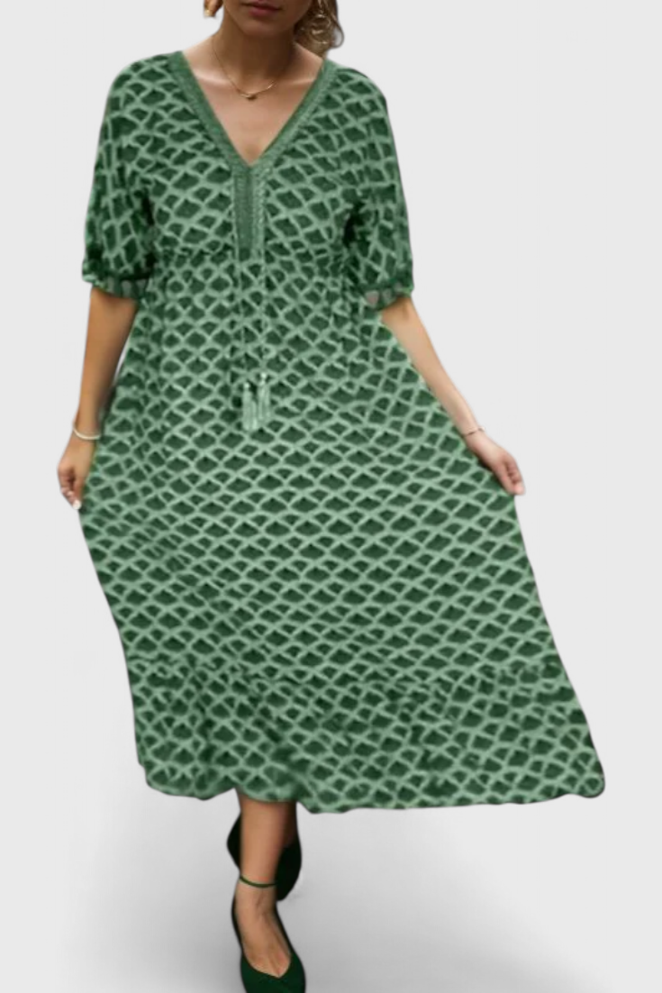 Kirra Vestido Boho Chic con Estampado Geométrico