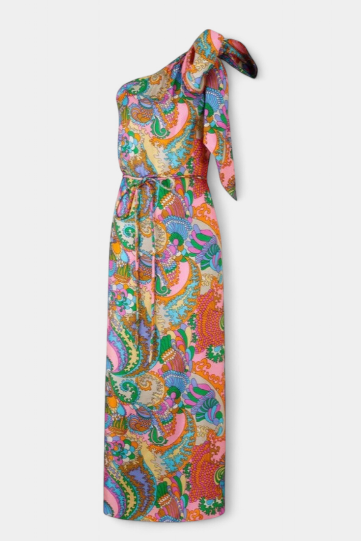 Ginette Vestido Maxi con Estampado Arcoíris