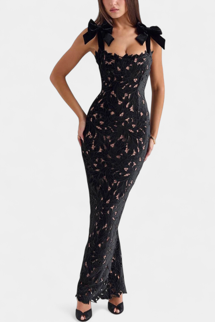 Vasanta Vestido Largo Festivo con Tirantes de Lazo