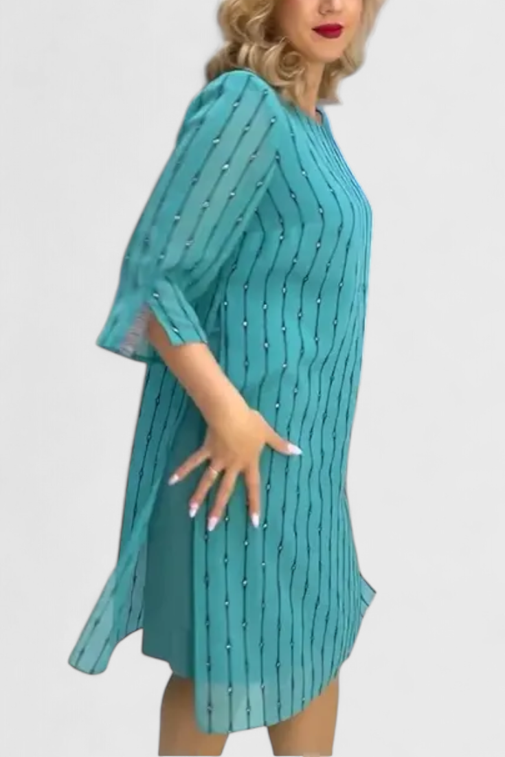 Polly Vestido Elegante de Gasa con Corte Clásico y Caída Fluida