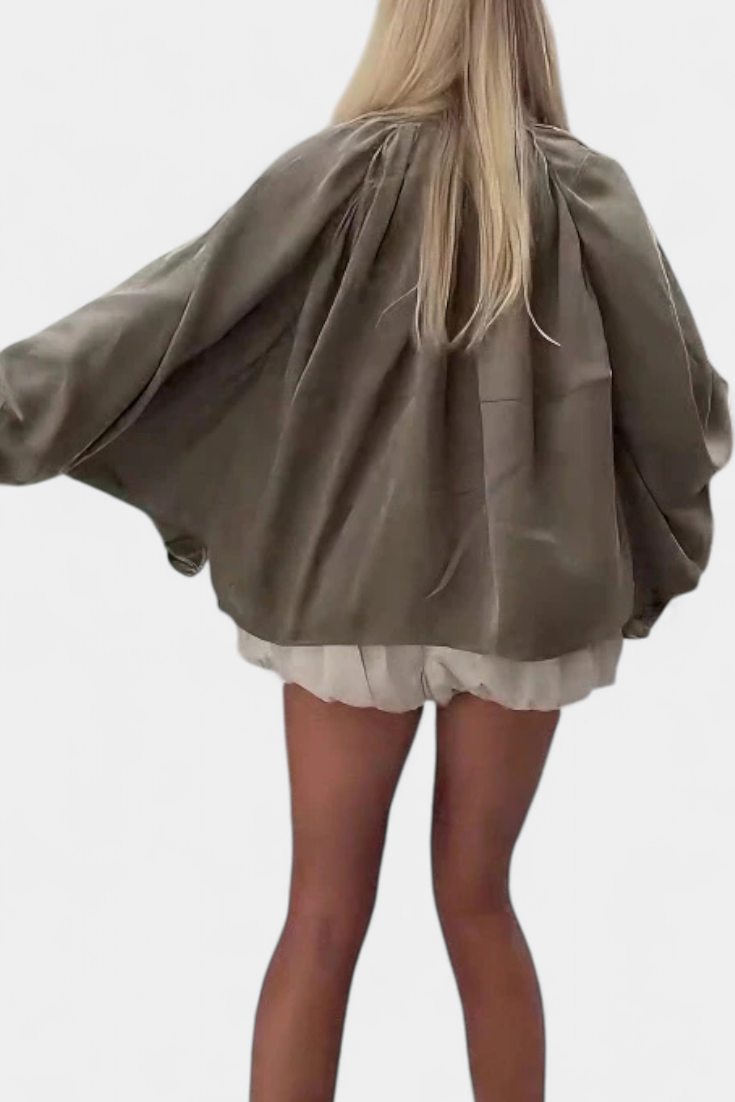 Maude Chaqueta Verde Oliva con Mangas Abullonadas