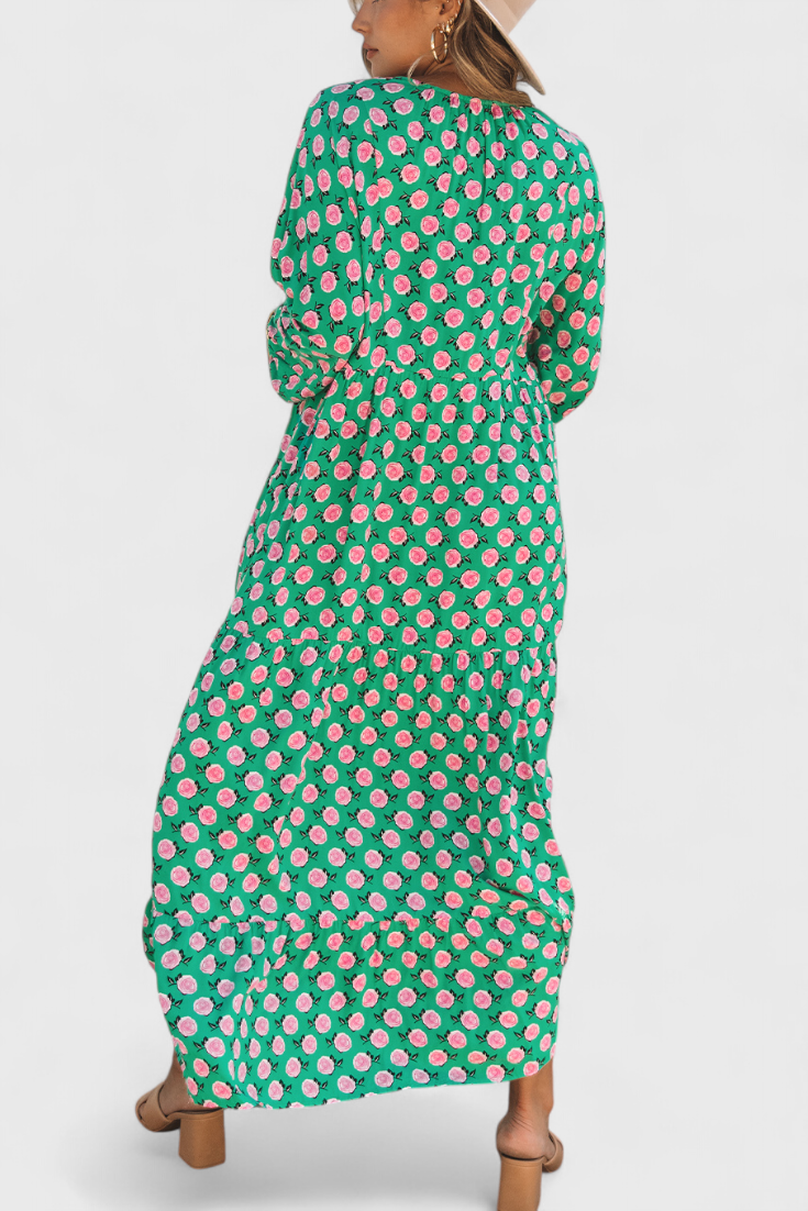 Aroa Vestido Boho con Estampado Artístico y Silueta Fluida