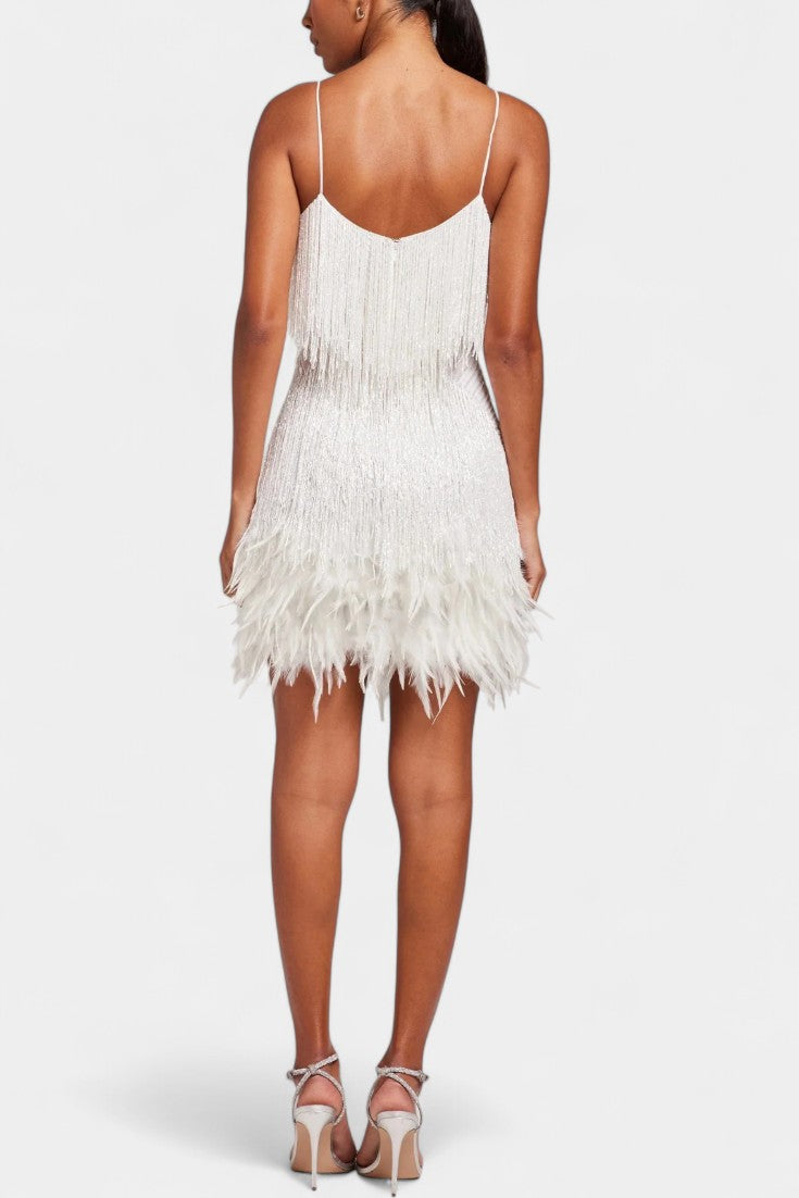 Adena Vestido Mini de Plumas